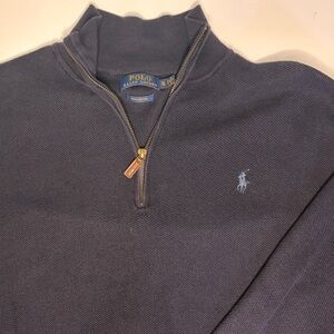 Polo Ralph Lauren Navy Half-Zip Sweater with Light Blue Pony